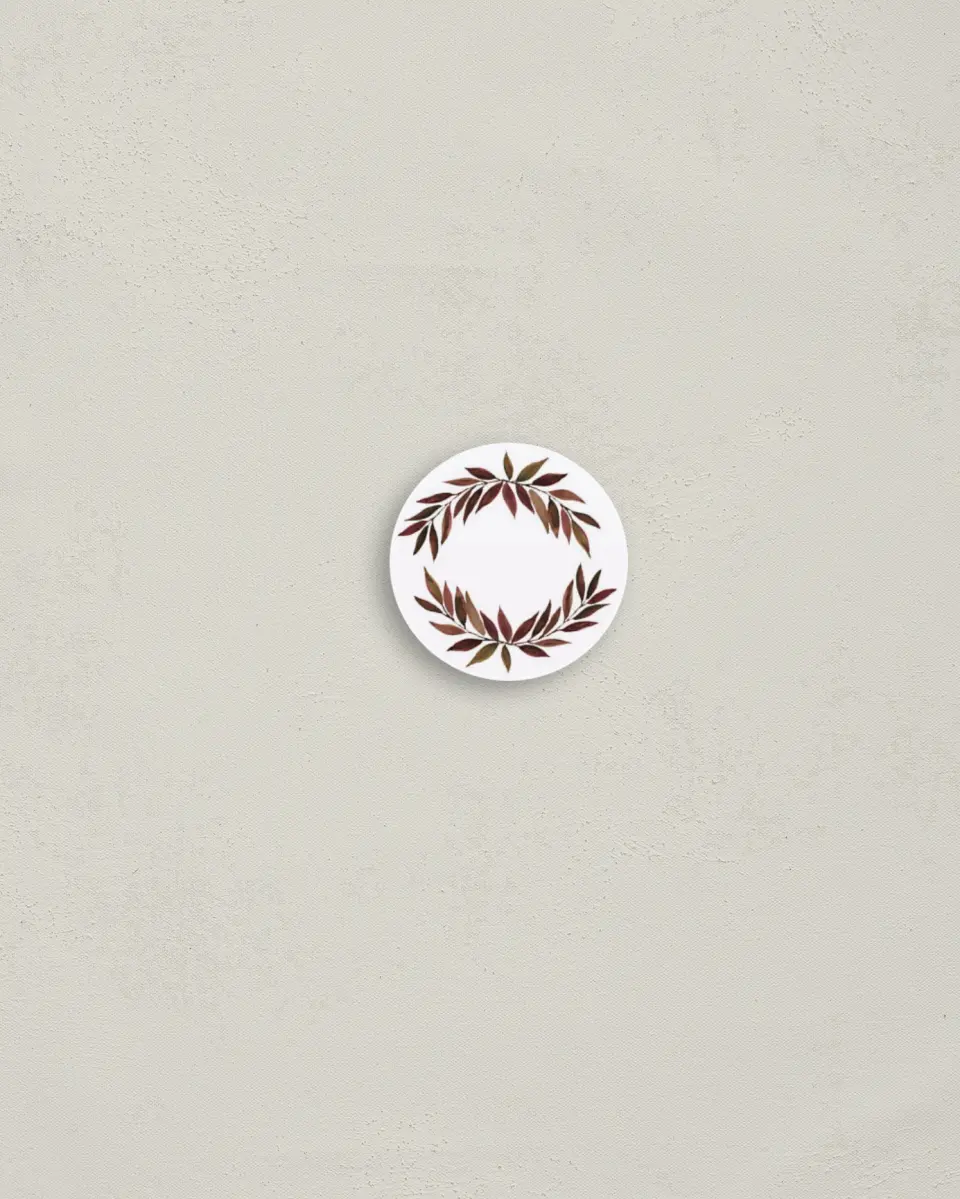 This is a 1¼" circle Envelope Seal called Lavish Leaves printed in full color