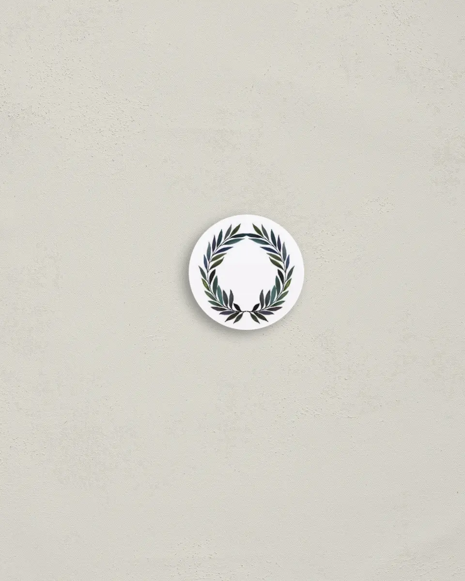 This is a 1¼" circle Envelope Seal called Laurel Crown printed in full color