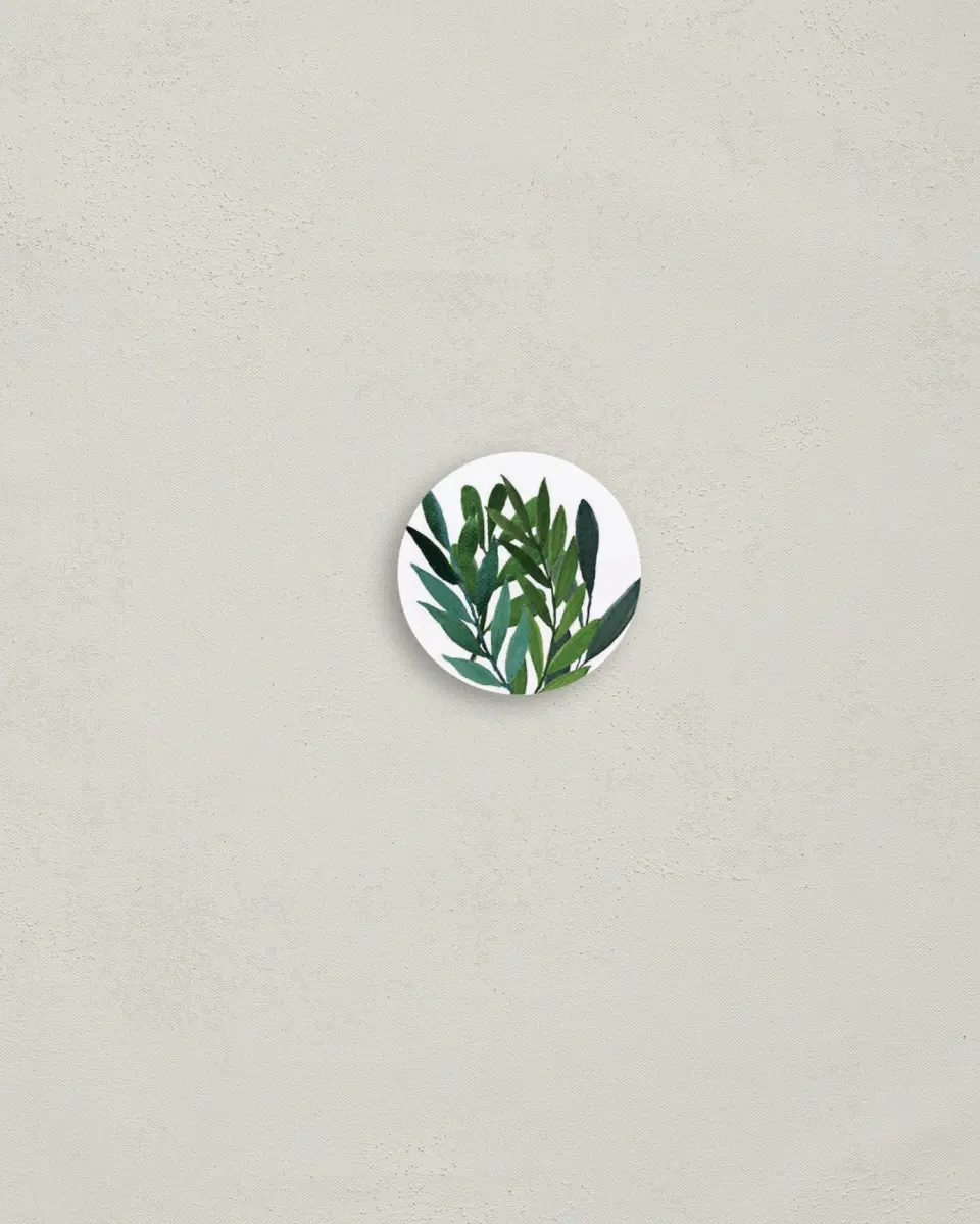 This is a 1¼" circle Envelope Seal called Painted Greens printed in full color