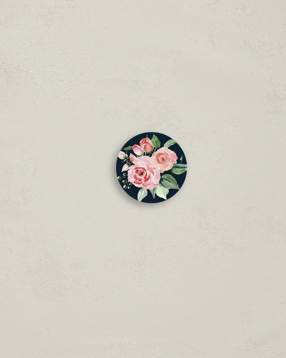 This is a 1¼" circle Envelope Seal called Garden Dream printed in full color