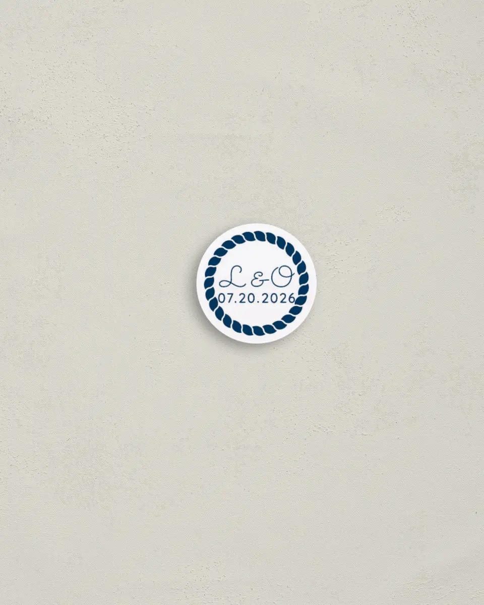 This is a 1¼" circle Envelope Seal called Nautical Stripes printed in full color
