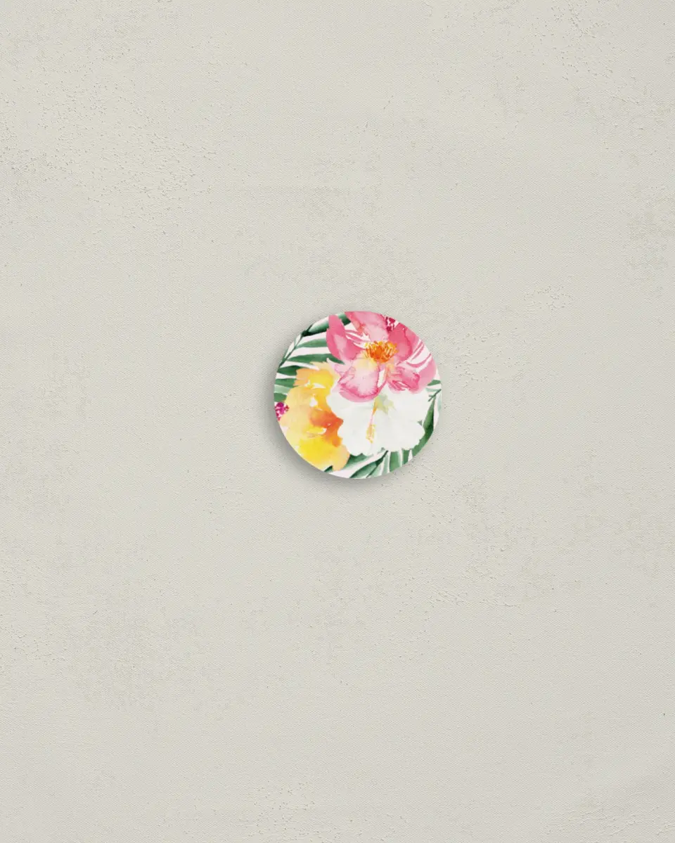 This is a 1¼" circle Envelope Seal called Paradise of Love printed in full color