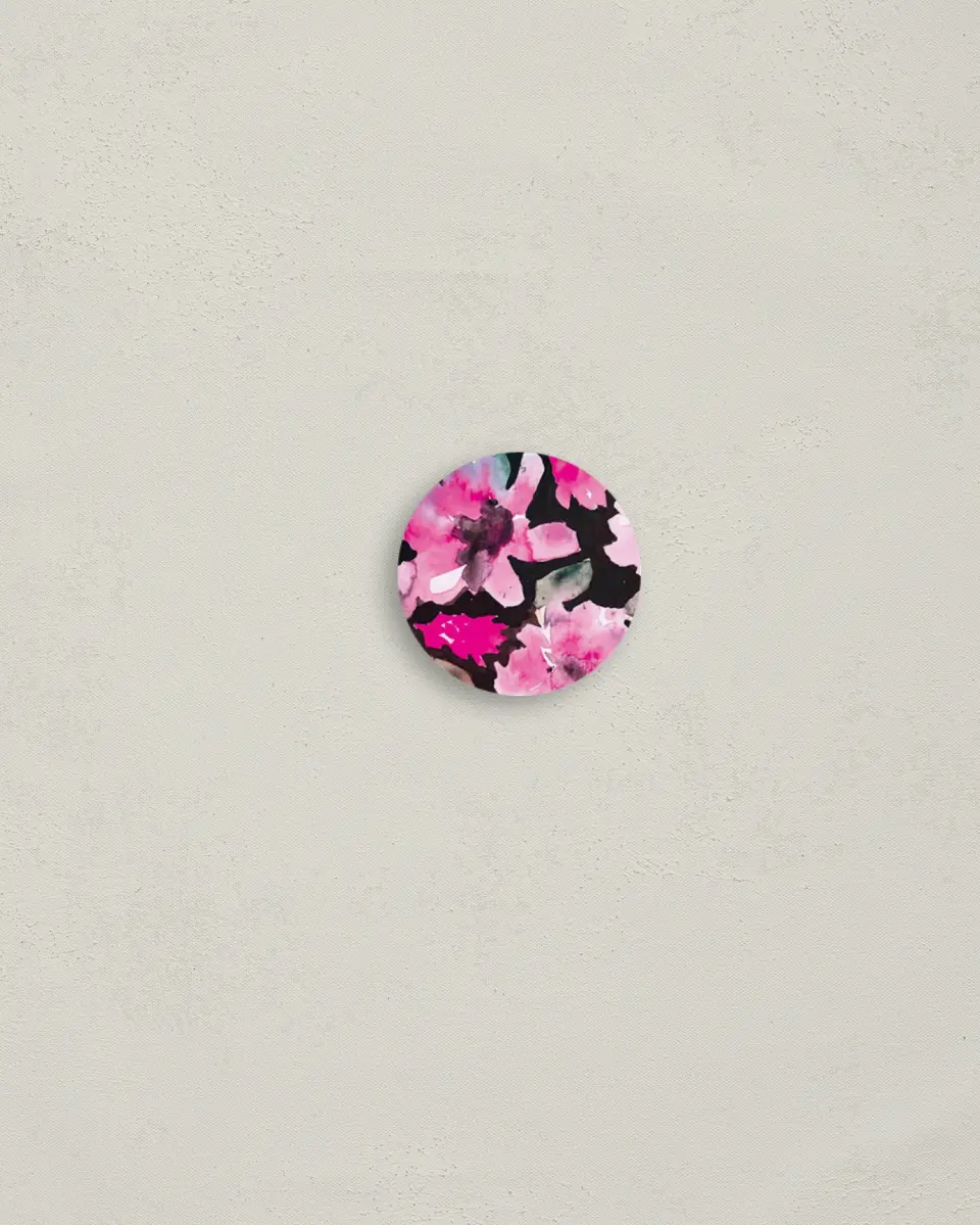 This is a 1¼" circle Envelope Seal called Dark Blooms printed in full color