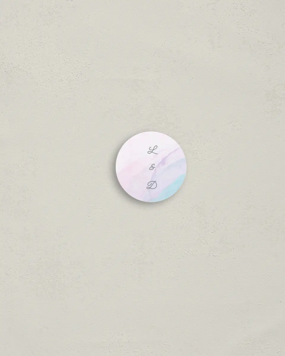 This is a 1¼" circle Envelope Seal called Joyful Enchantment printed in full color