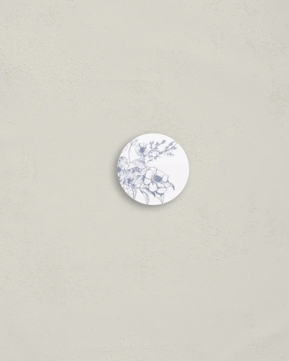 This is a 1¼" circle Envelope Seal called Gentle Bouquet printed in full color
