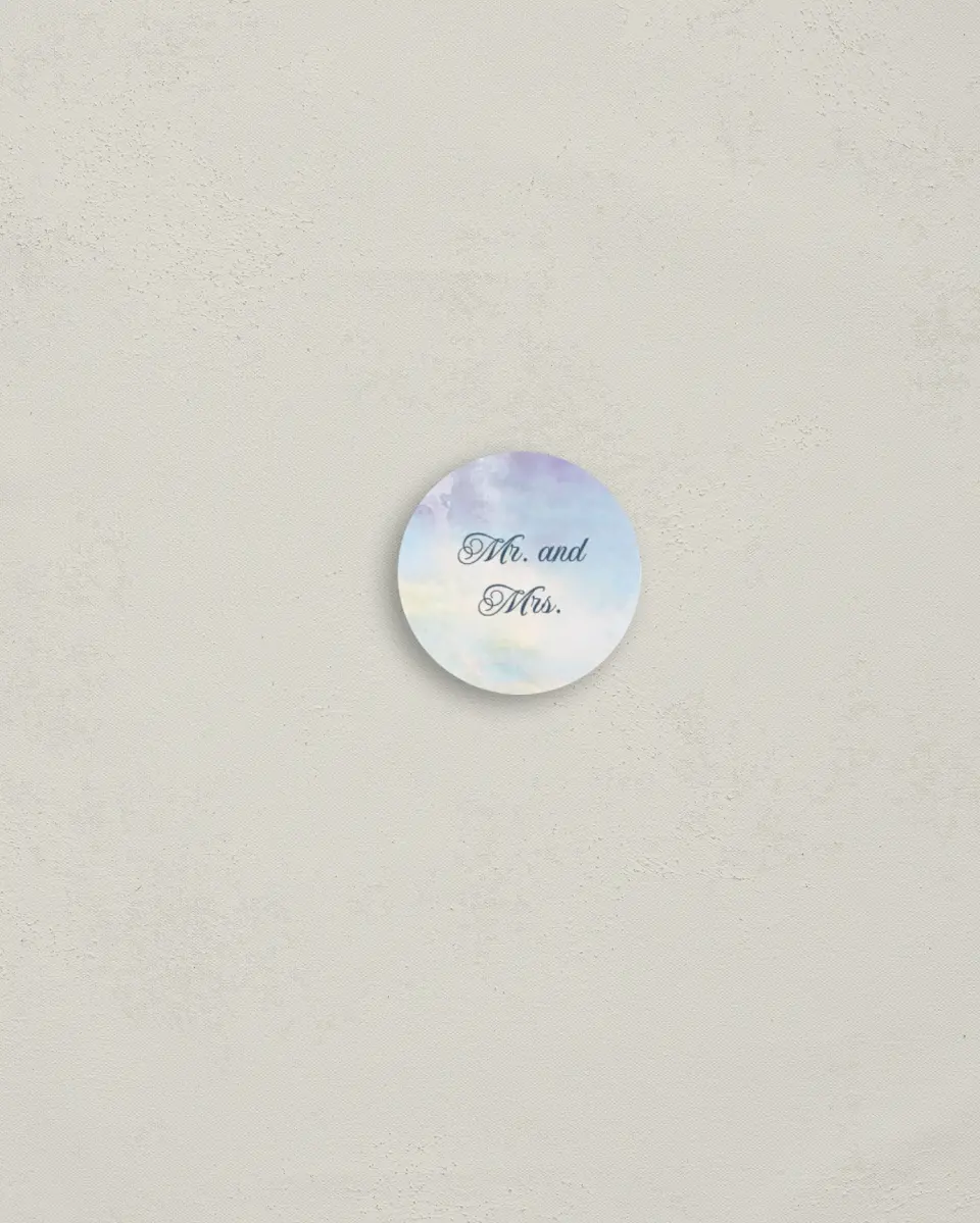 This is a 1¼" circle Envelope Seal called Dreamy Sky printed in full color