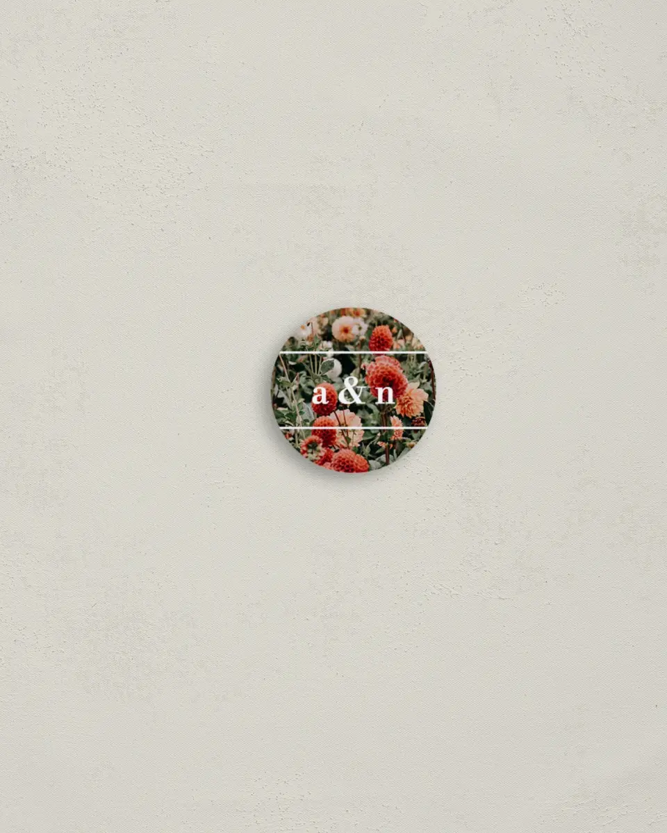 This is a 1¼" circle Envelope Seal called Dreamy Meadows printed in full color