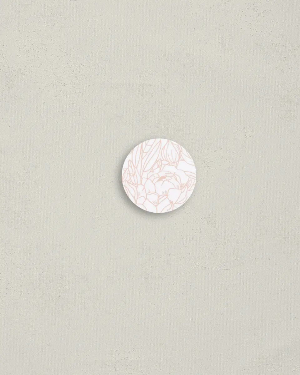 This is a 1¼" circle Envelope Seal called Floral Outline printed in full color