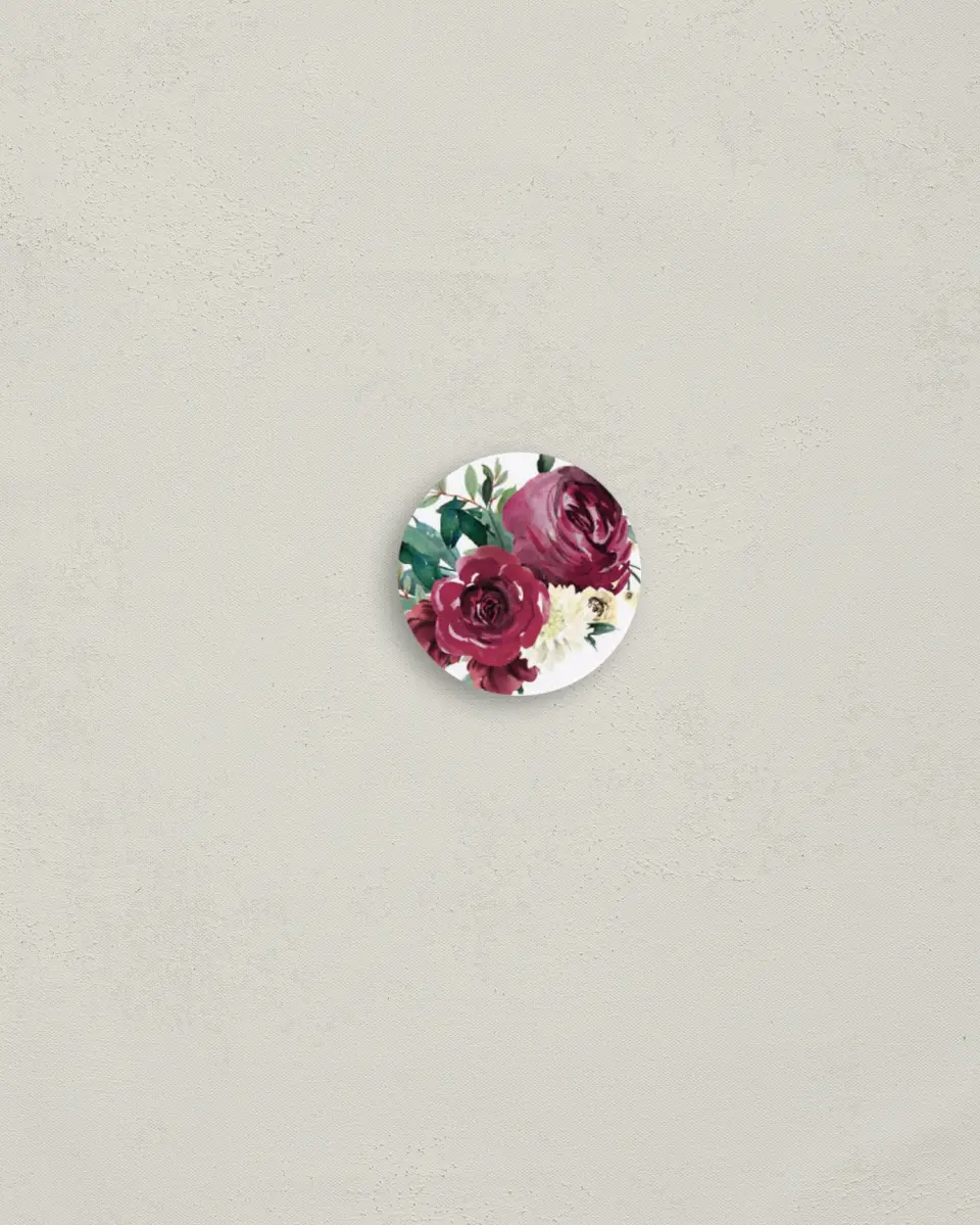 This is a 1¼" circle Envelope Seal called Floral Touch printed in full color