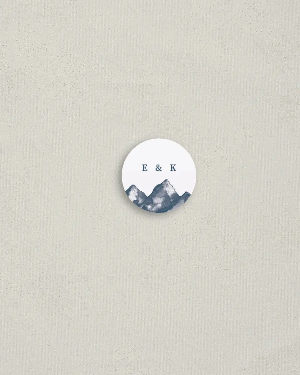 This is a 1¼" circle Envelope Seal called Perfect Peak printed in full color