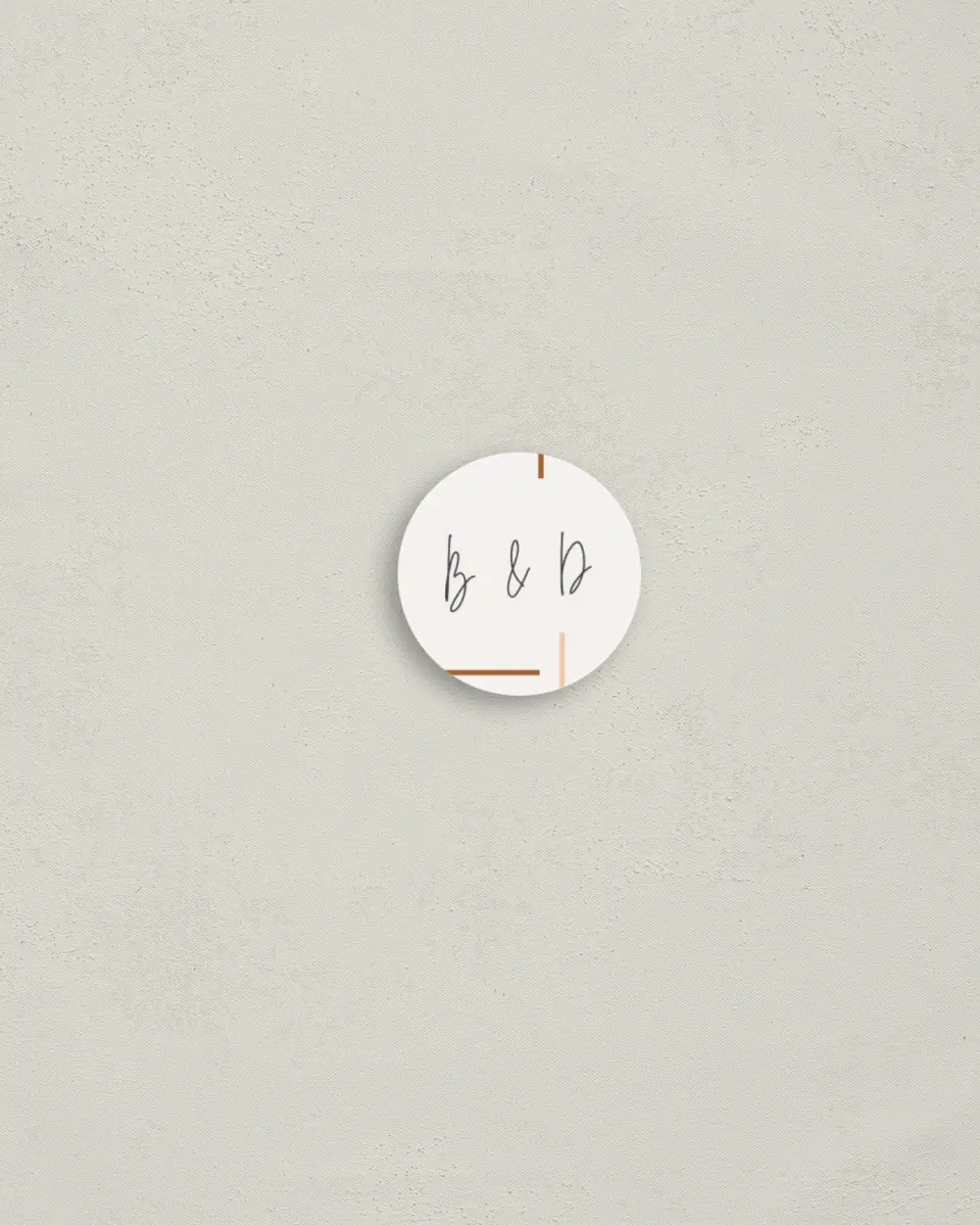 This is a 1¼" circle Envelope Seal called Playful Script printed in full color