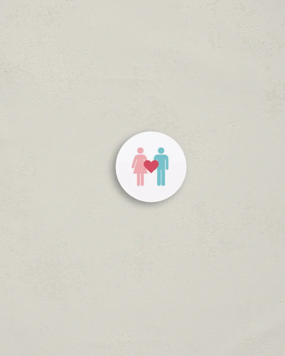 This is a 1¼" circle Envelope Seal called Our Story printed in full color