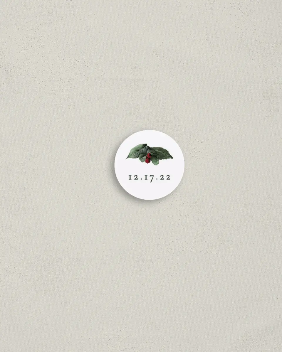 This is a 1¼" circle Envelope Seal called Festive Celebration printed in full color