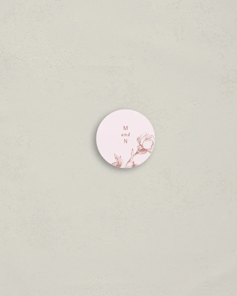 This is a 1¼" circle Envelope Seal called Blooming Bud printed in full color