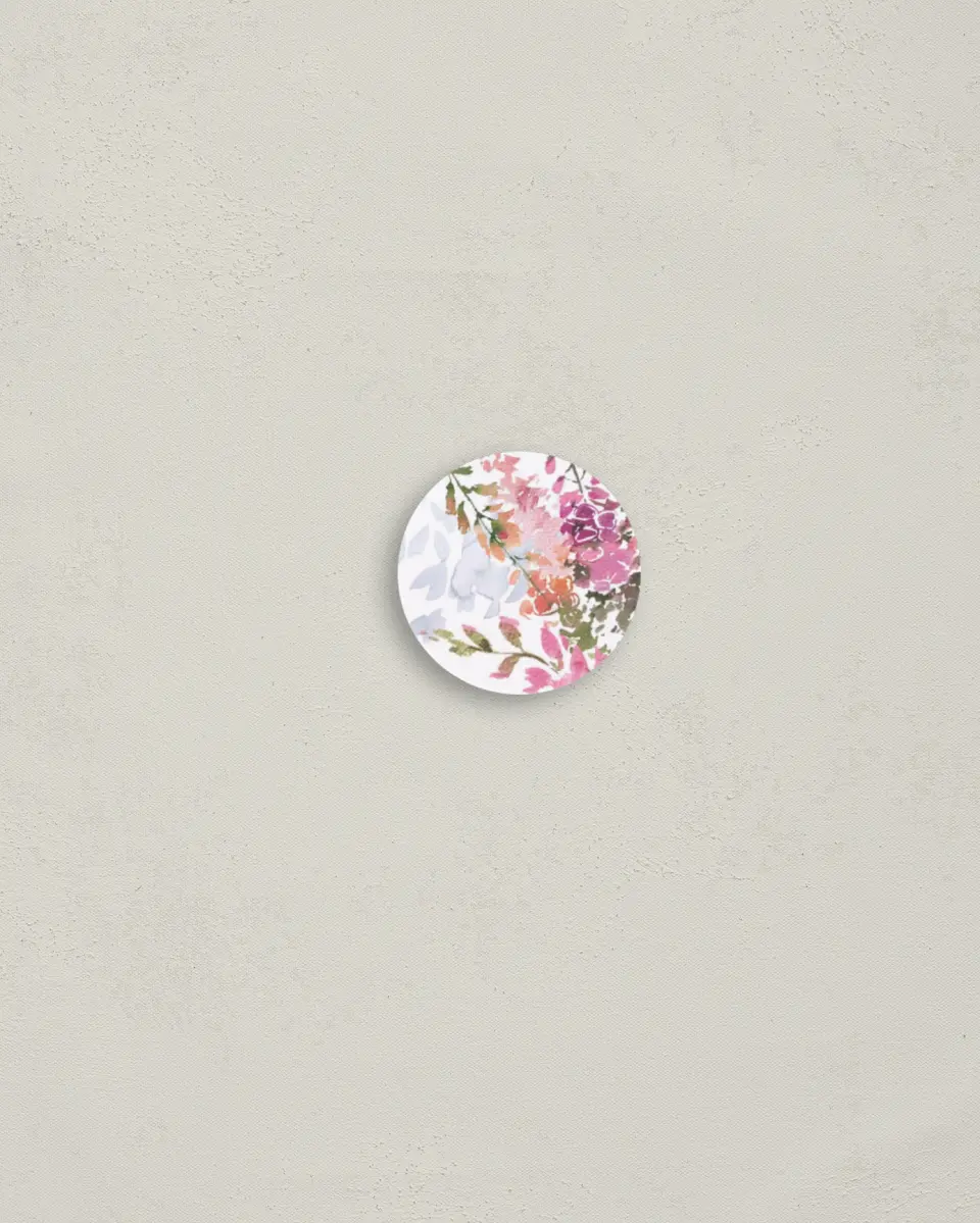 This is a 1¼" circle Envelope Seal called Blushing Bouquet printed in full color