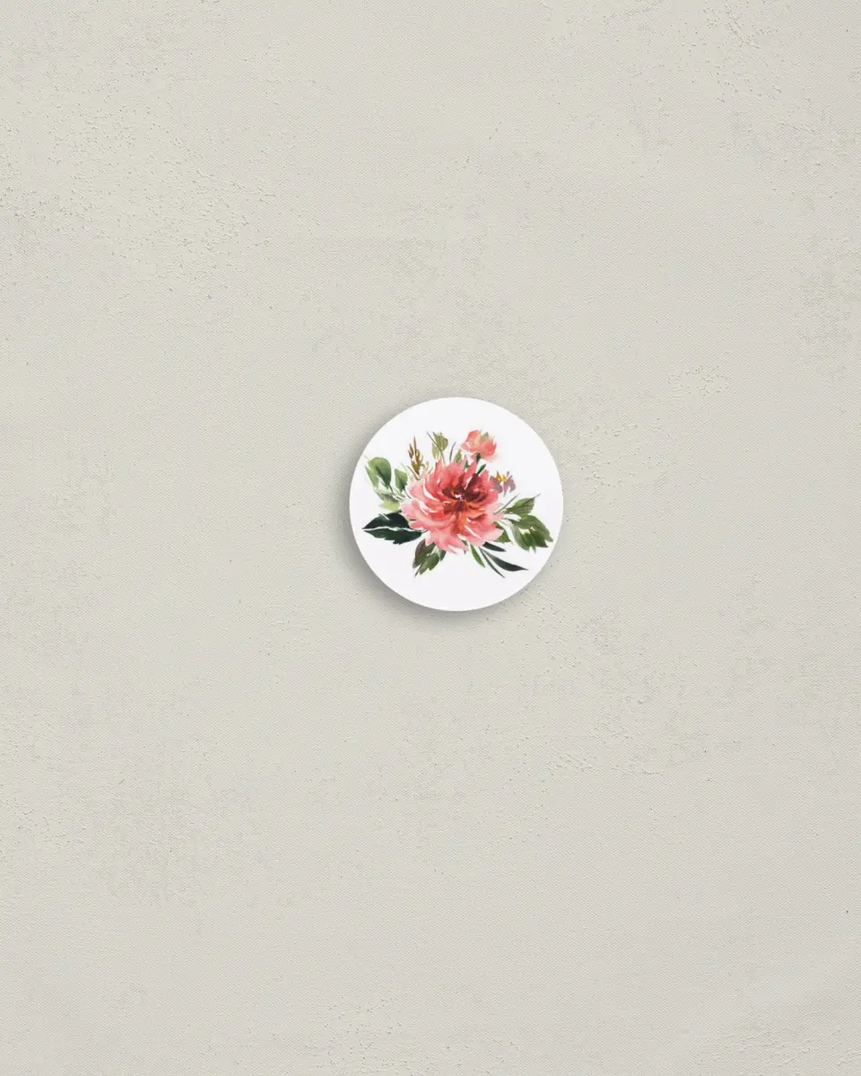 This is a 1¼" circle Envelope Seal called Blooming Brunch printed in full color