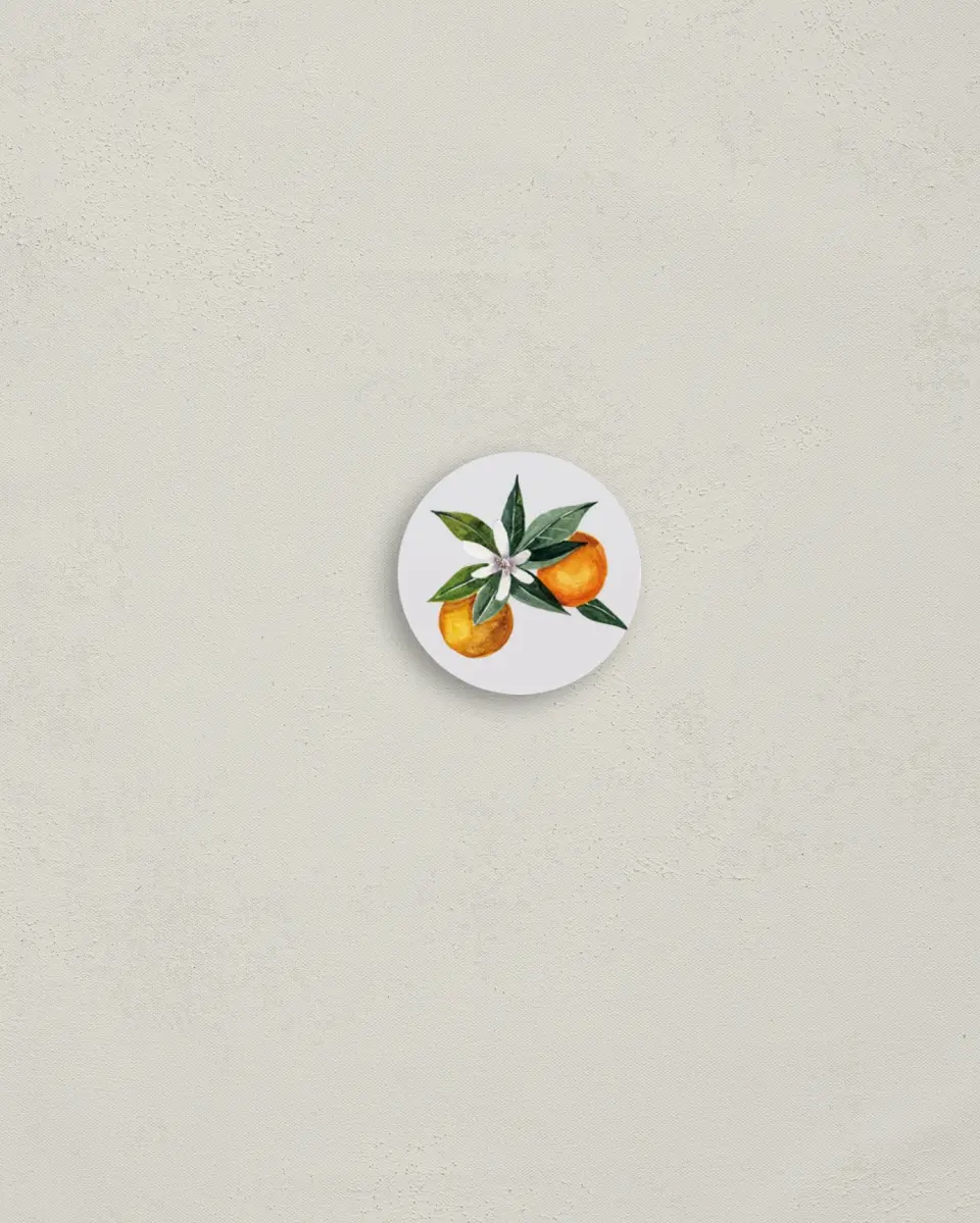 This is a 1¼" circle Envelope Seal called Mod Citrus printed in full color