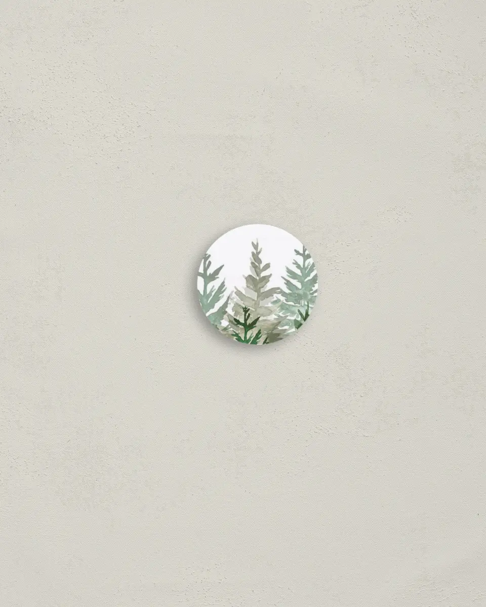 This is a 1¼" circle Envelope Seal called Evergreens printed in full color