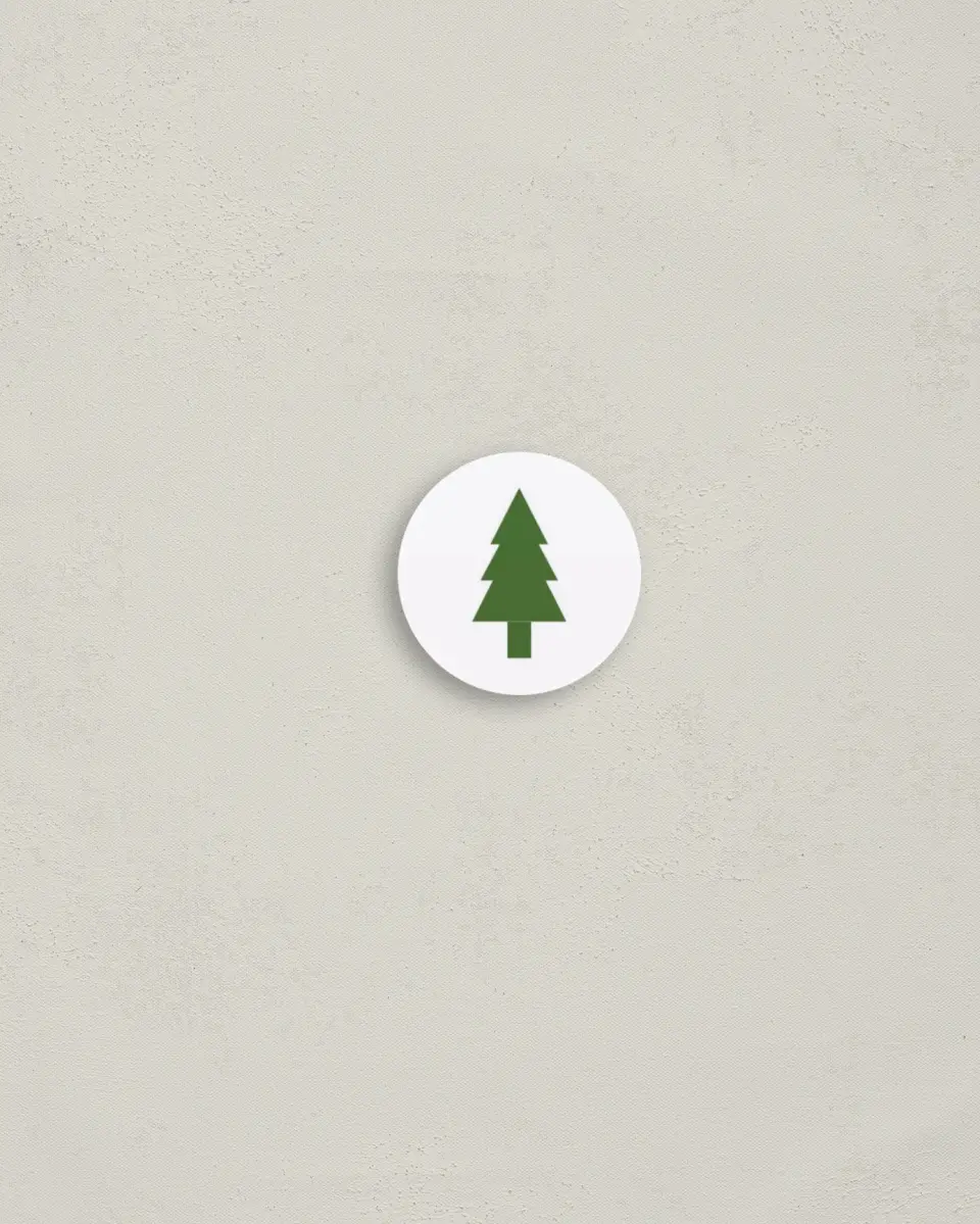 This is a 1¼" circle Envelope Seal called Mini Trees printed in full color