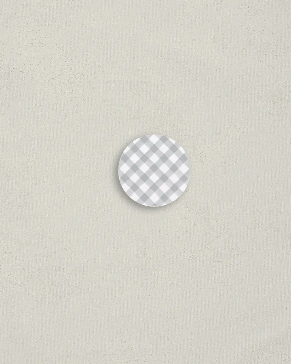 This is a 1¼" circle Envelope Seal called Frosted Check printed in full color
