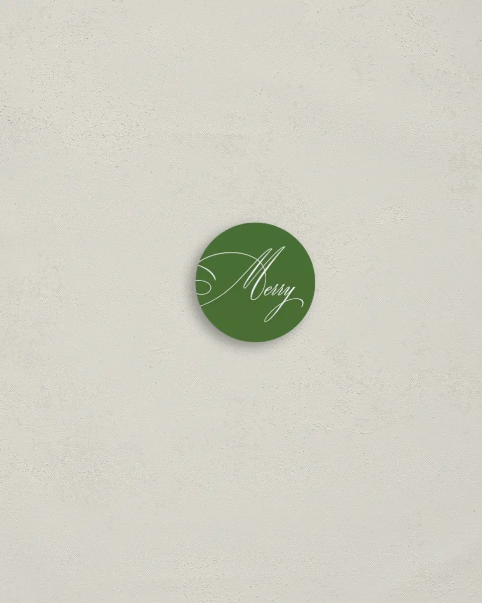 This is a 1¼" circle Envelope Seal called Merry Christmas Script printed in full color