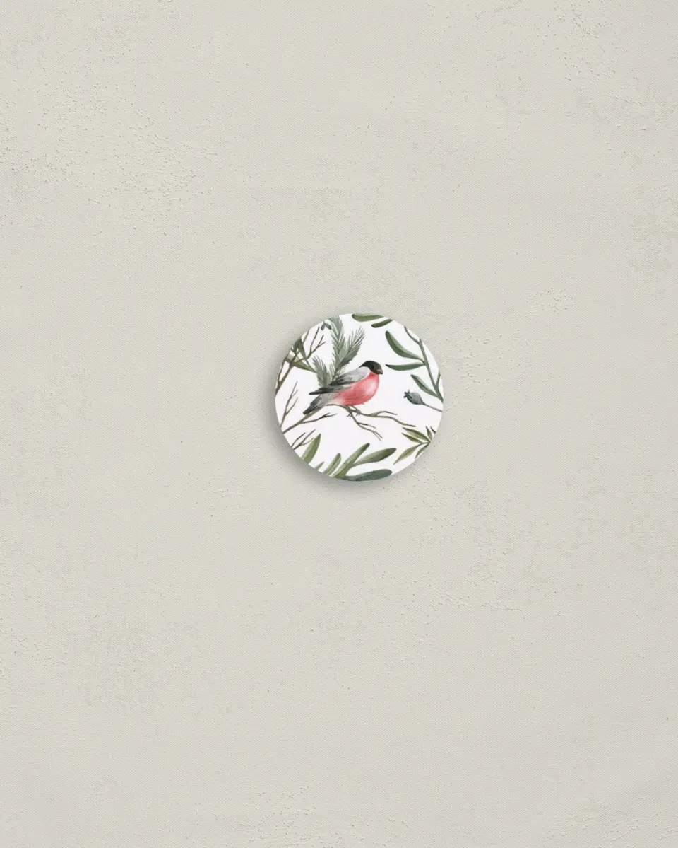 This is a 1¼" circle Envelope Seal called Bird Pattern printed in full color