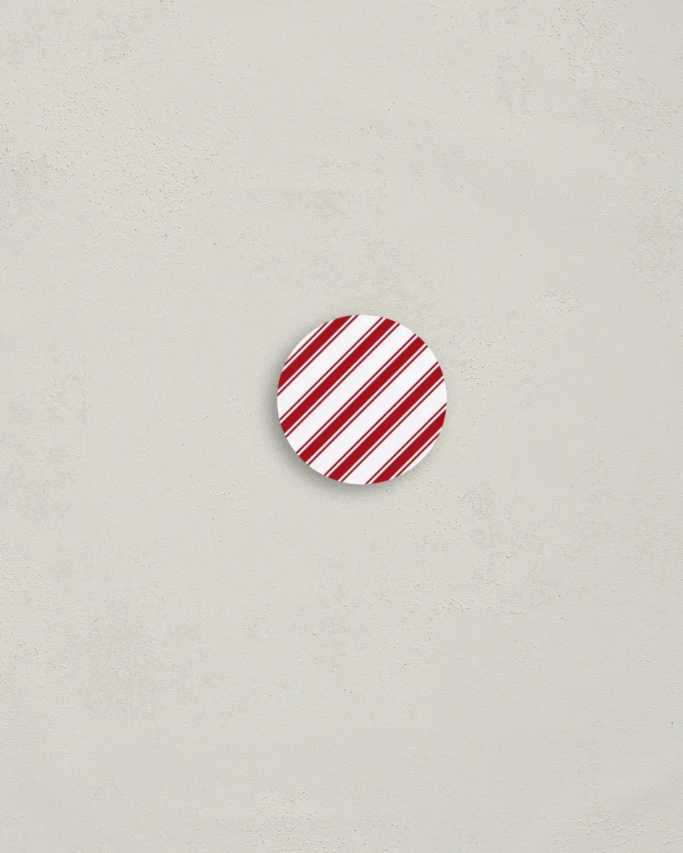 This is a 1¼" circle Envelope Seal called Candy Cane Lane printed in full color