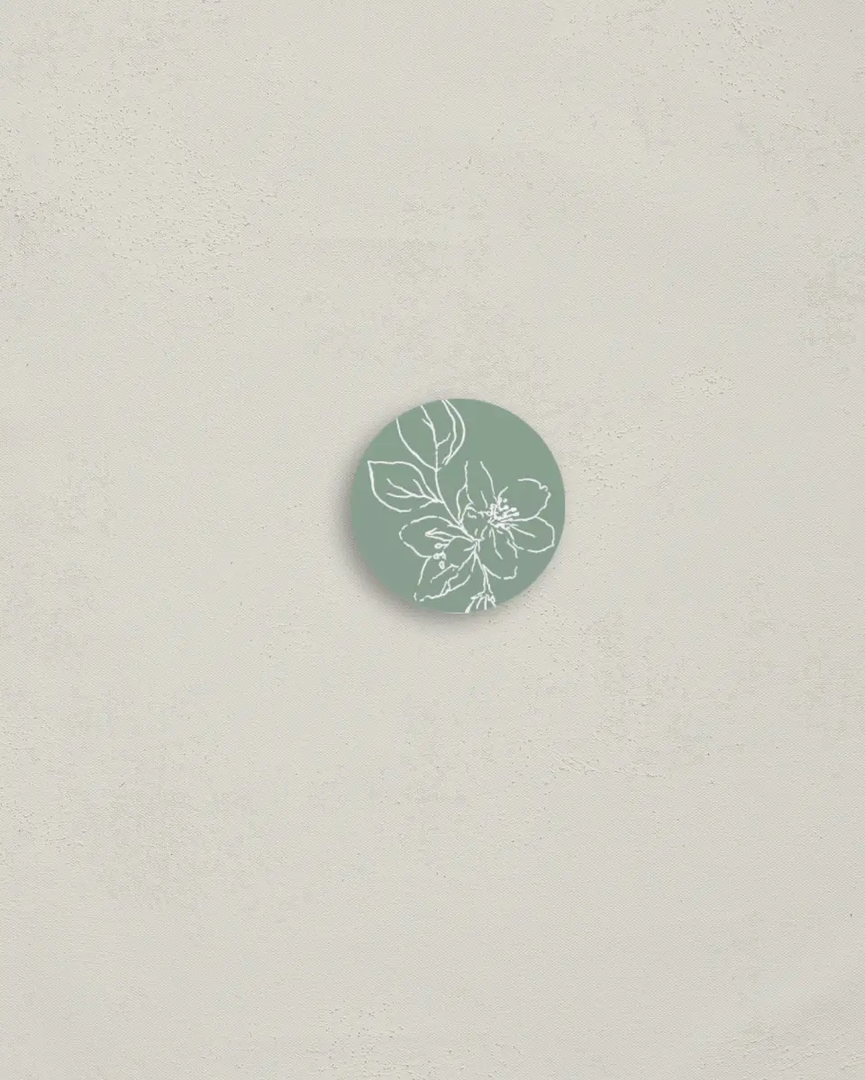This is a 1¼" circle Envelope Seal called Blossoming Arch printed in full color
