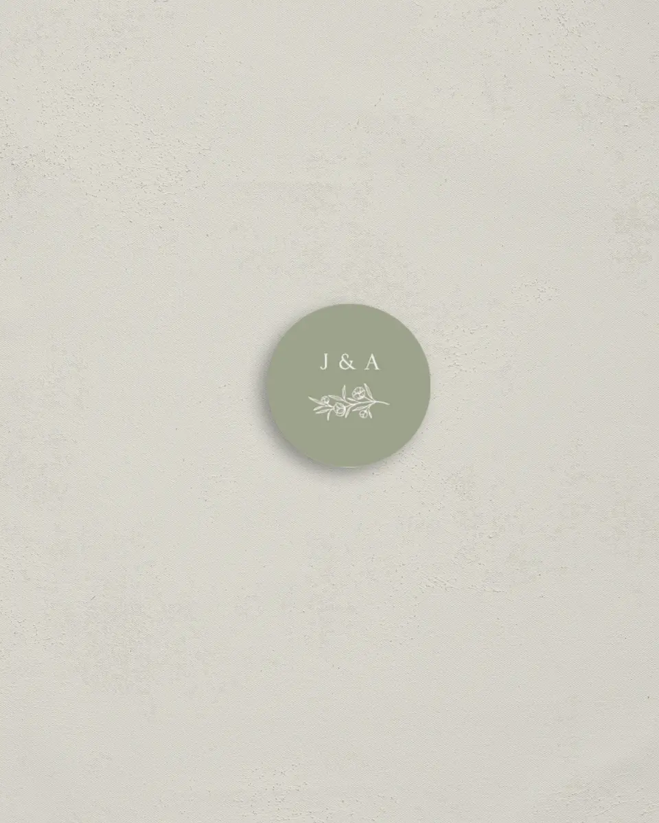 This is a 1¼" circle Envelope Seal called The Jasmine printed in full color