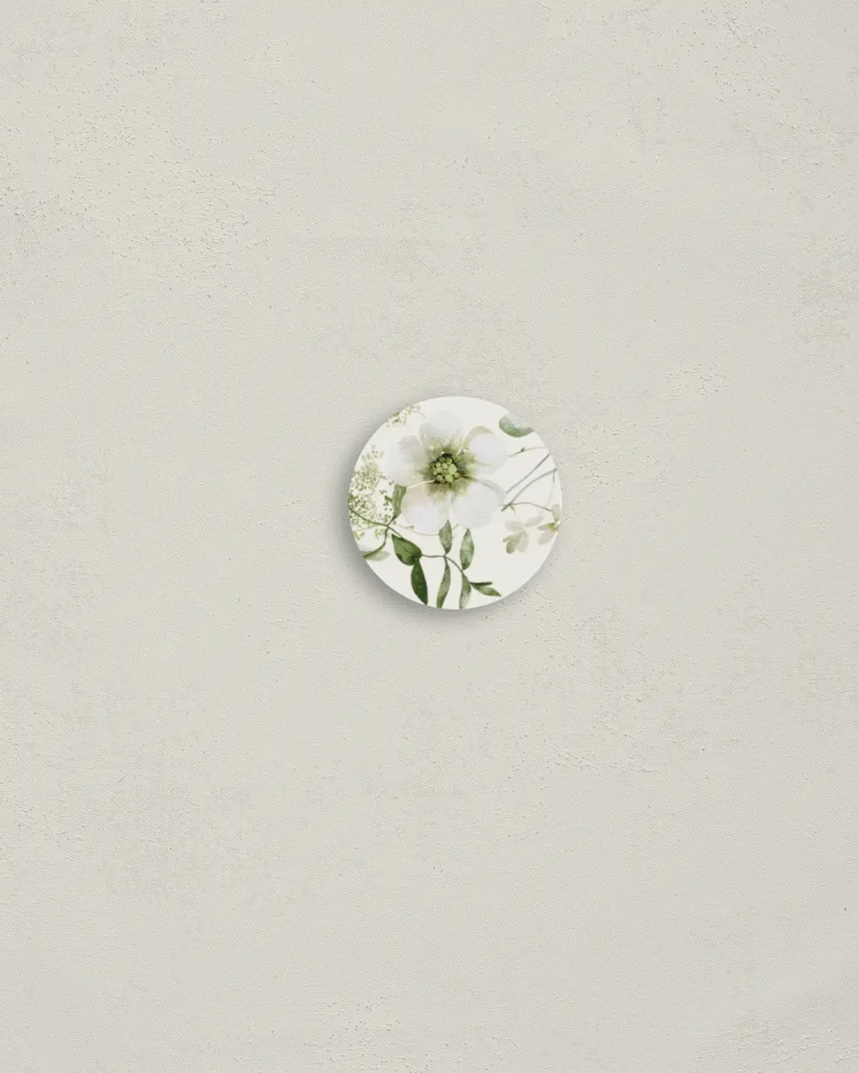 This is a 1¼" circle Envelope Seal called Graceful Greenery printed in full color