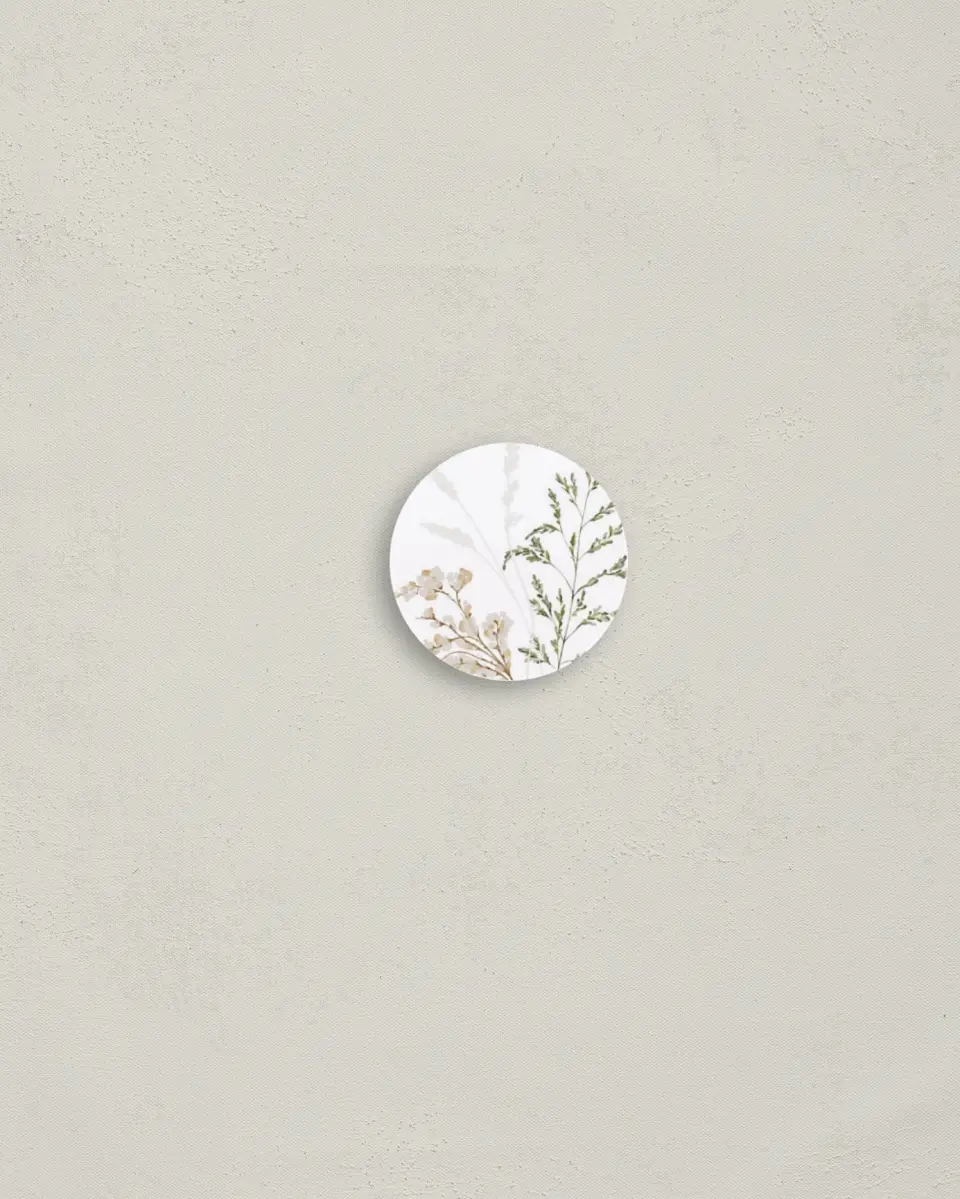 This is a 1¼" circle Envelope Seal called Wild Devotion printed in full color