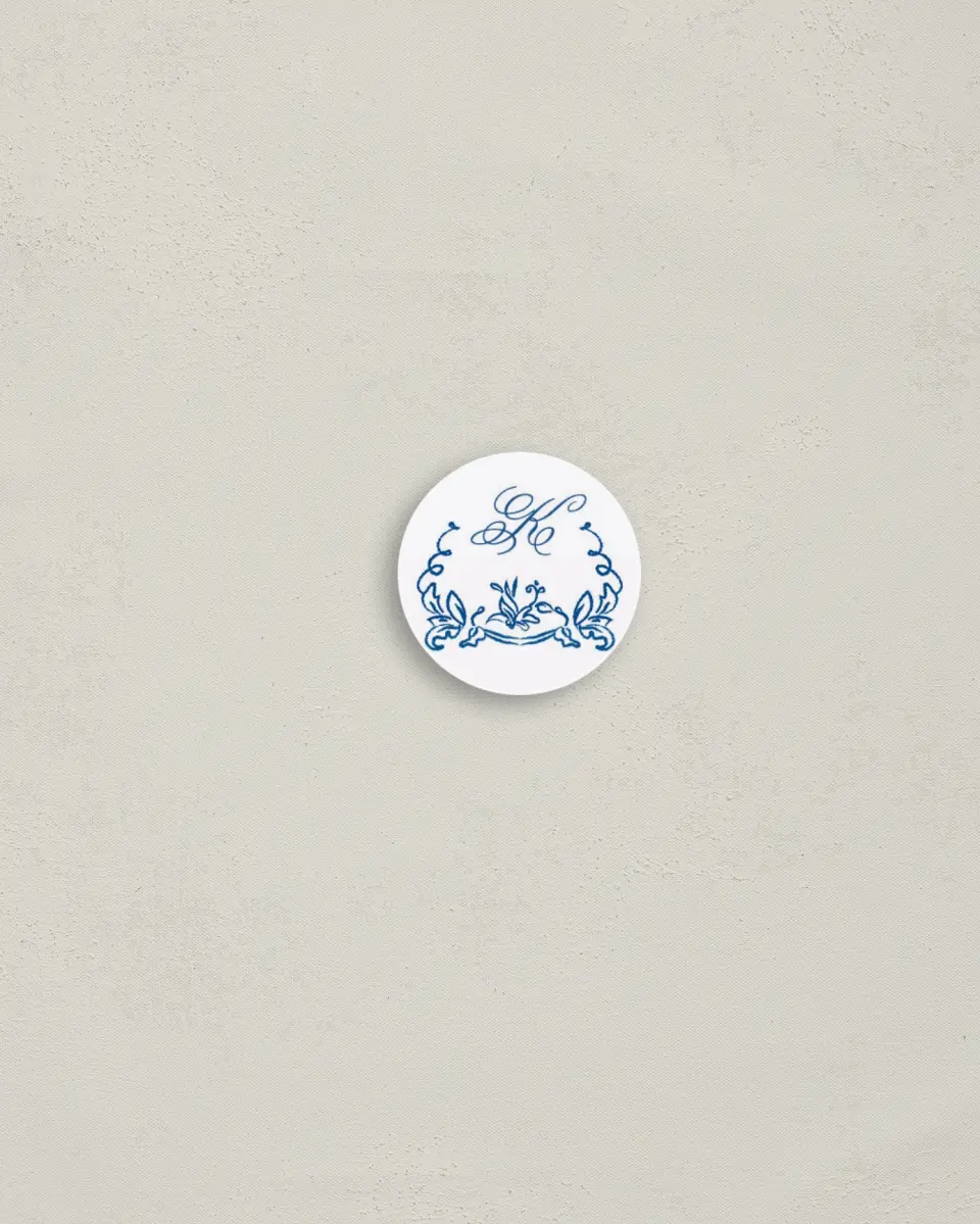 This is a 1¼" circle Envelope Seal called Ornamental Elegance printed in full color
