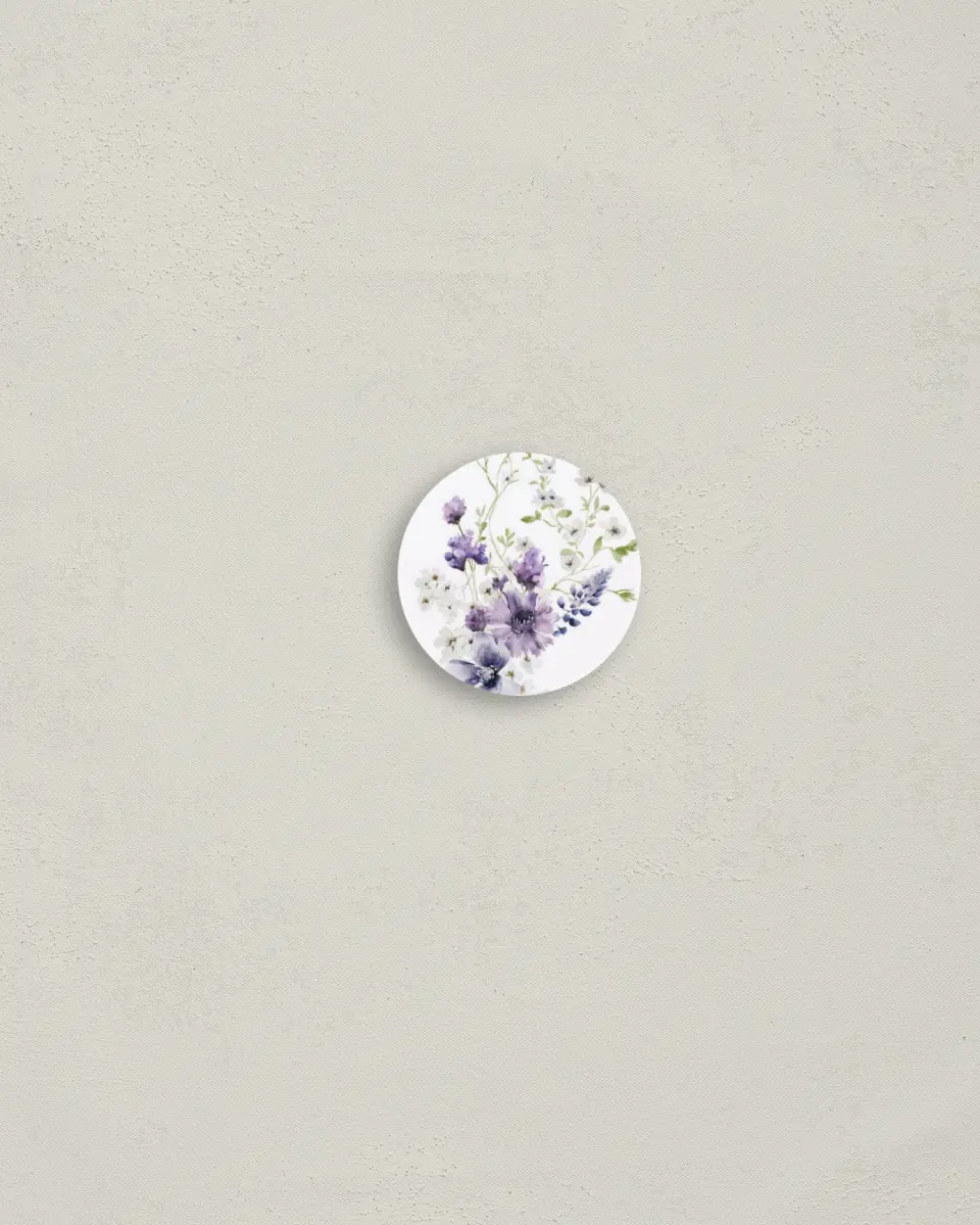 This is a 1¼" circle Envelope Seal called Euphoric Frame printed in full color