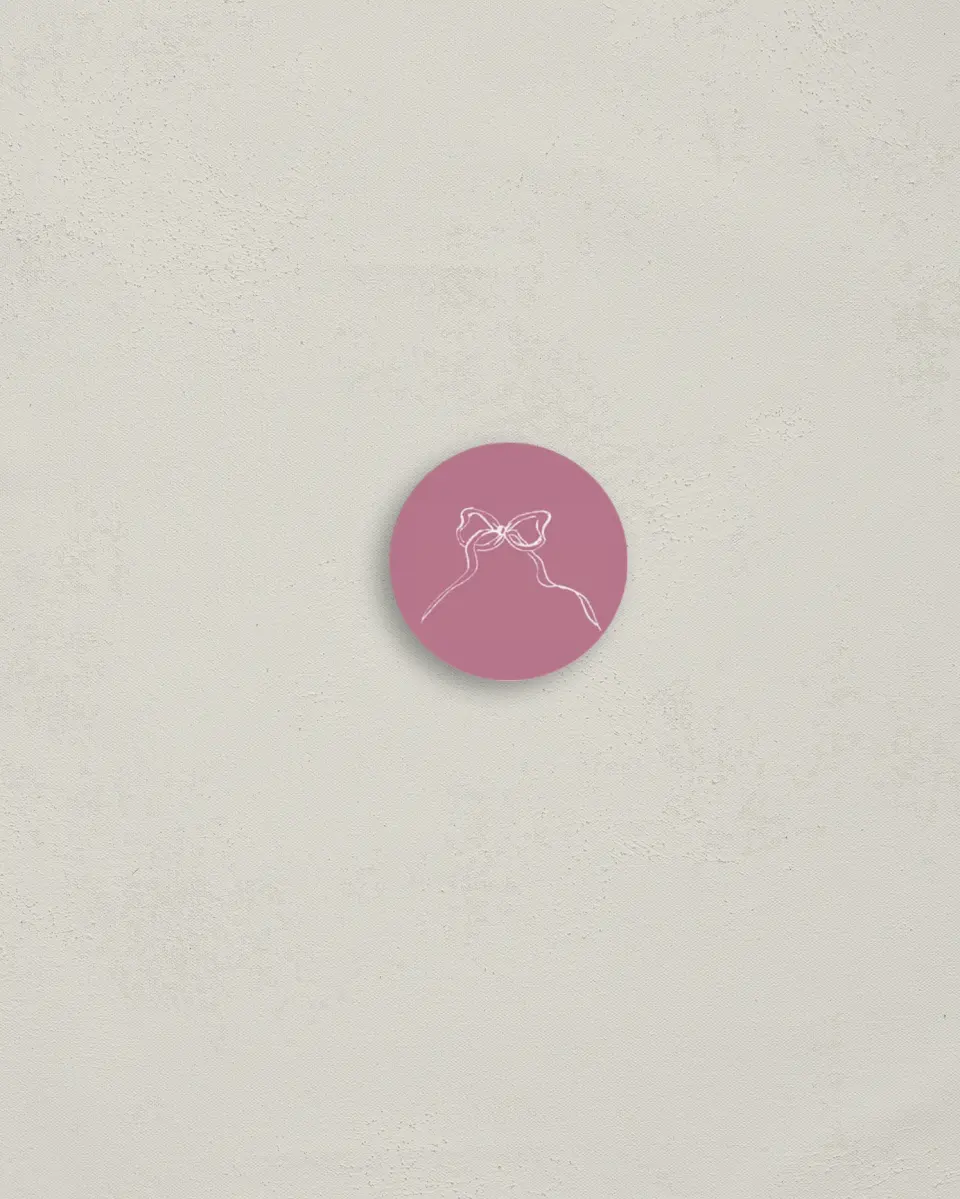 This is a 1¼" circle Envelope Seal called Careful Coquette printed in full color