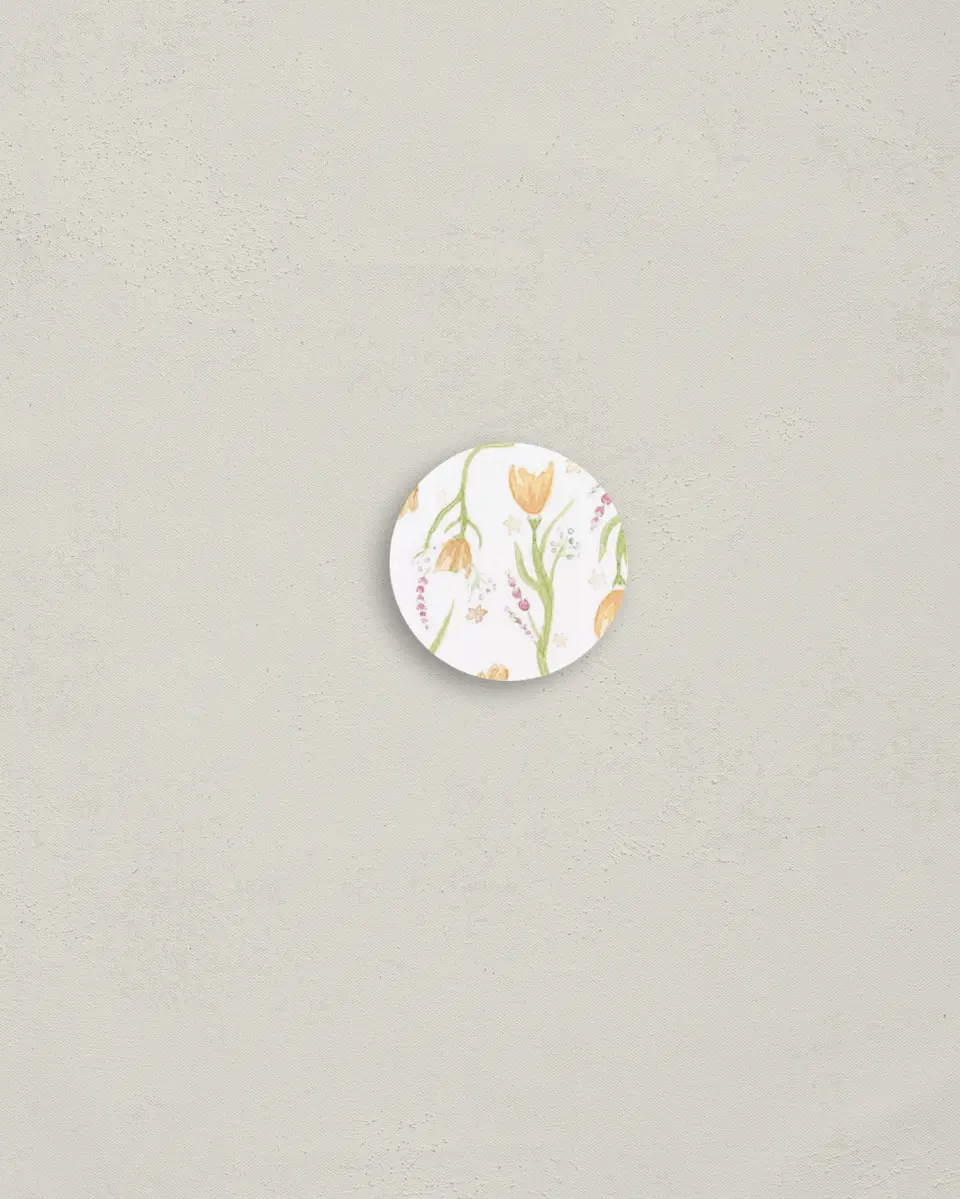 This is a 1¼" circle Envelope Seal called Garden Party printed in full color