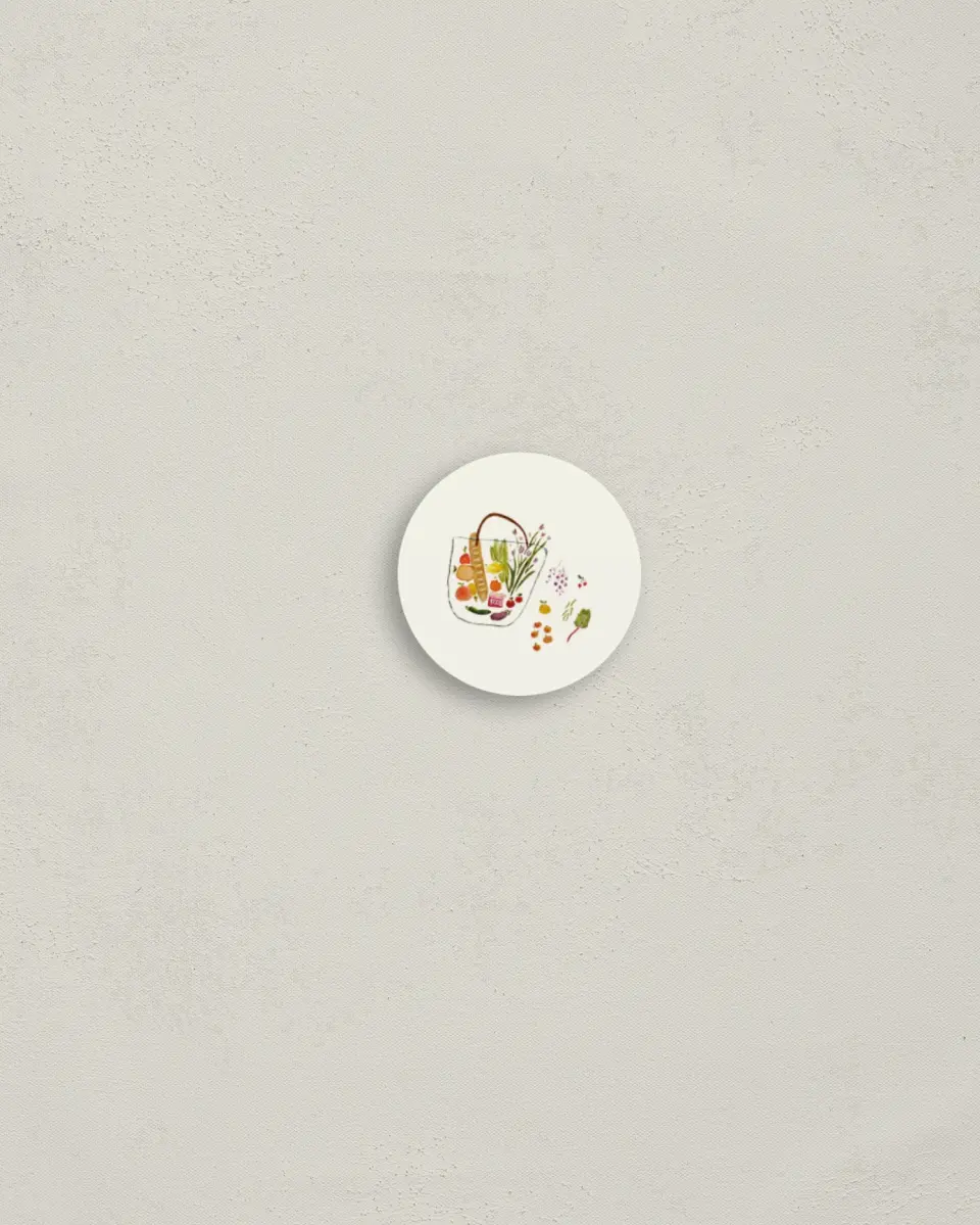 This is a 1¼" circle Envelope Seal called Fresh for You printed in full color