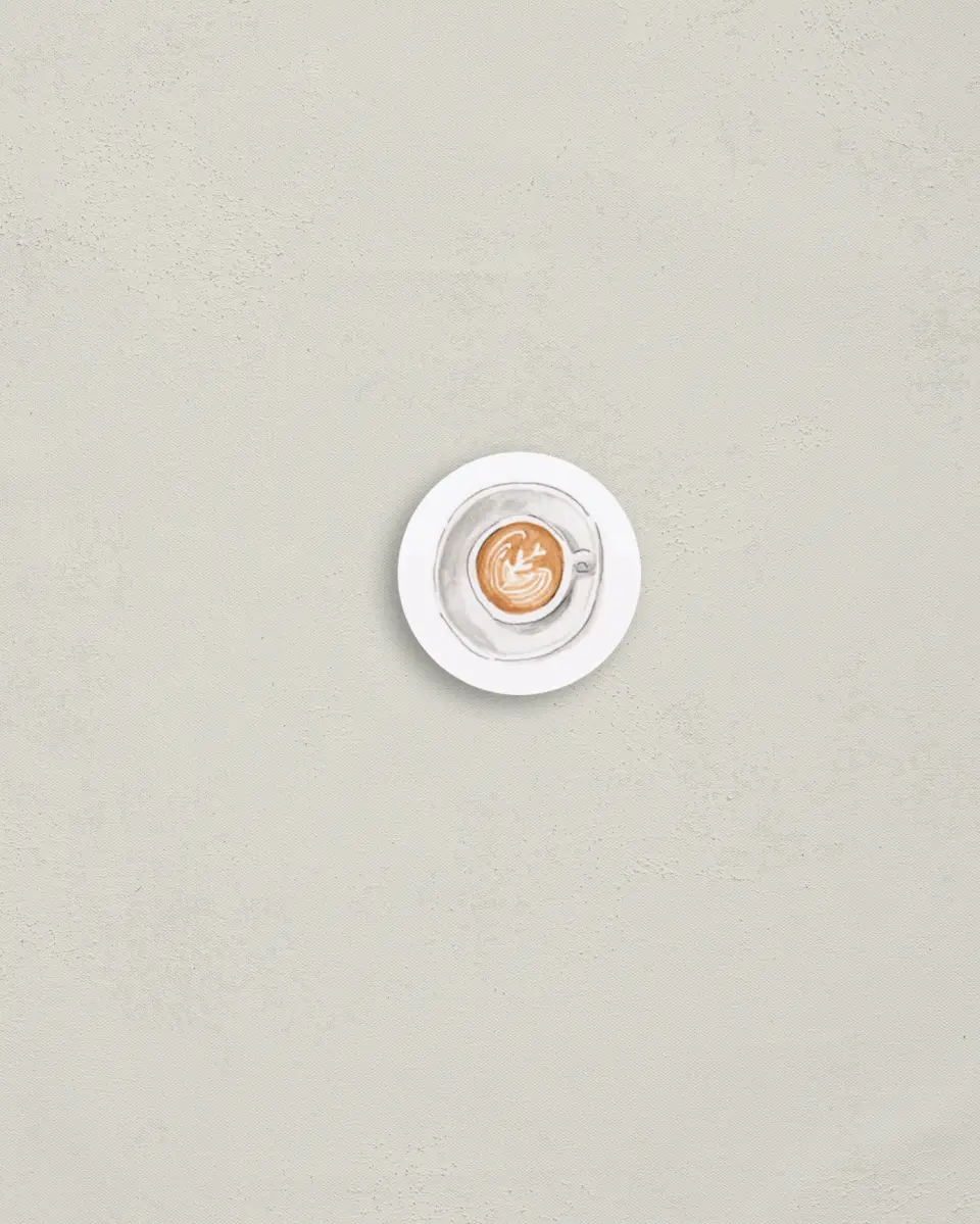 This is a 1¼" circle Envelope Seal called Love is Brewing printed in full color