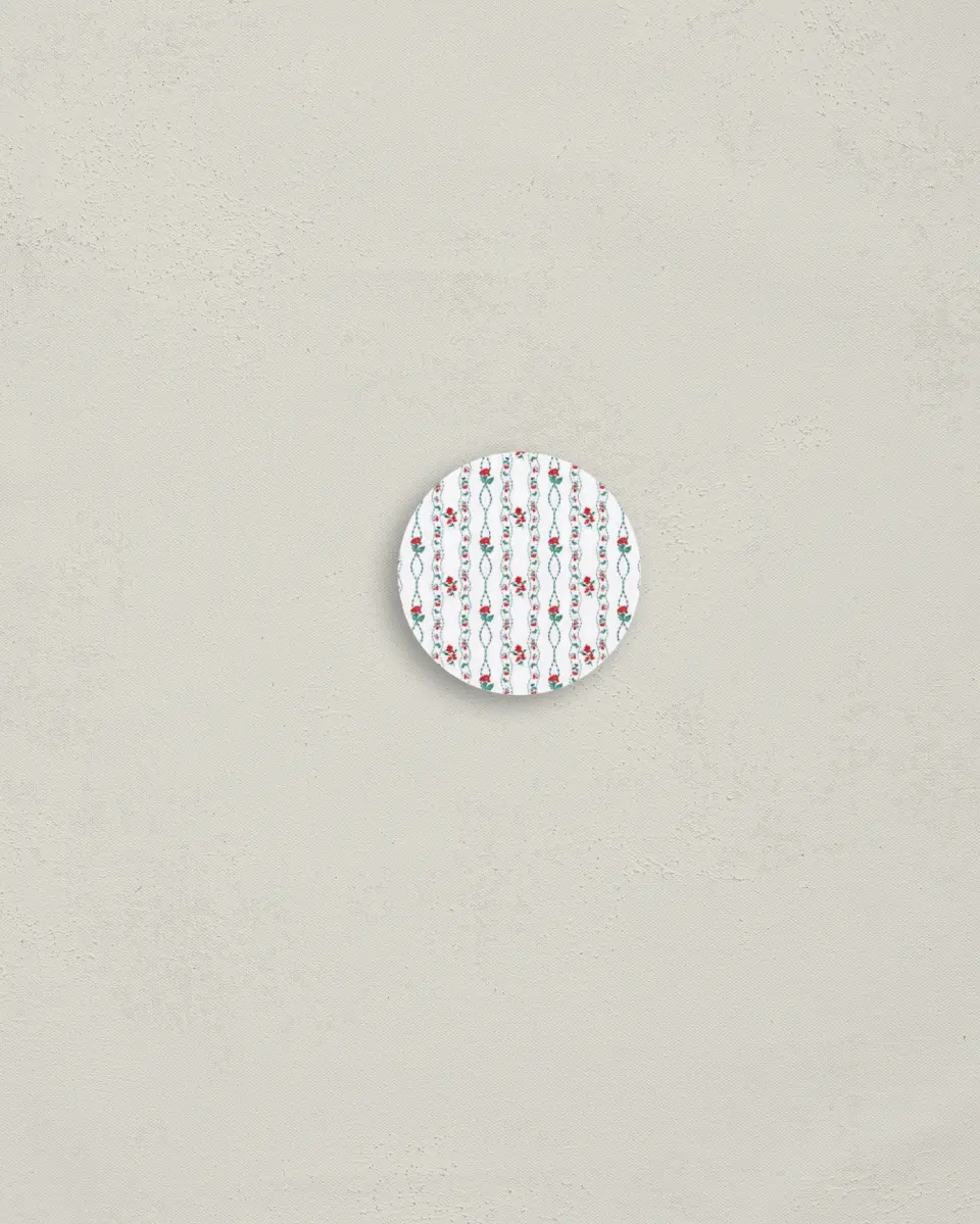 This is a 1¼" circle Envelope Seal called Vintage Petals printed in full color
