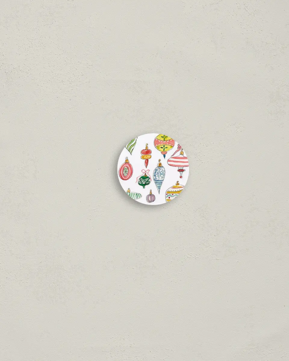 This is a 1¼" circle Envelope Seal called Ornamented Joy printed in full color