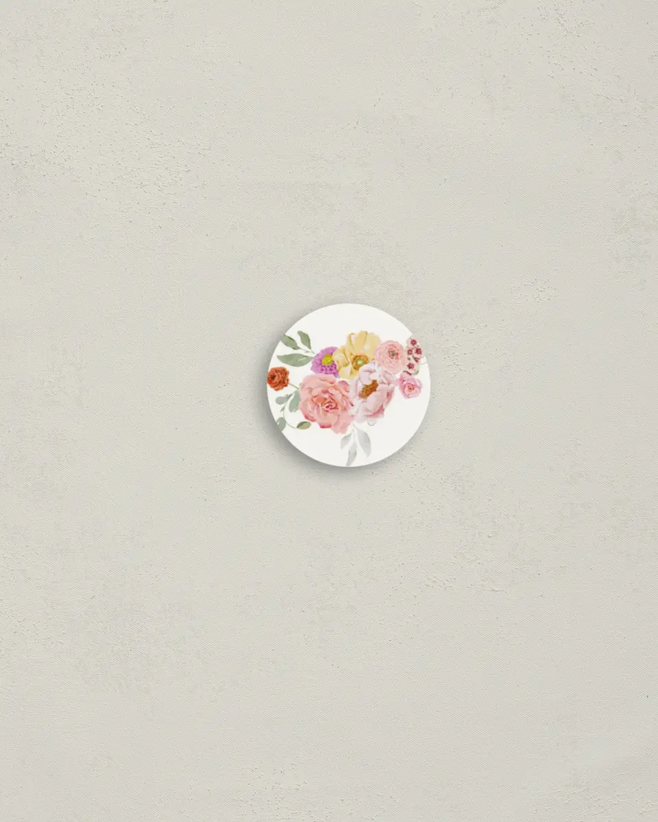 This is a 1¼" circle Envelope Seal called The Florence printed in full color