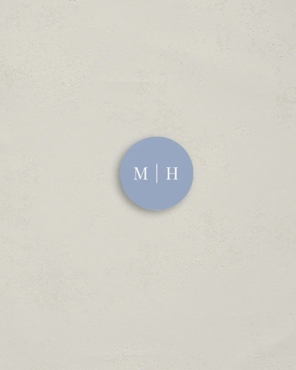 This is a 1¼" circle Envelope Seal called Blue Blossoms printed in full color