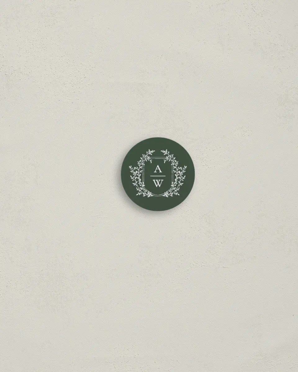 This is a 1¼" circle Envelope Seal called The Adaline printed in full color