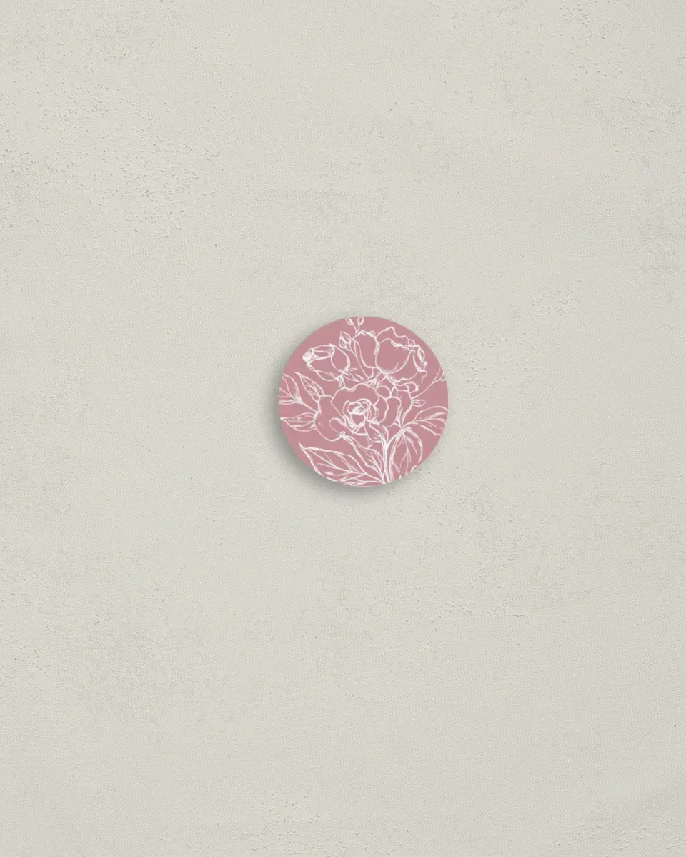 This is a 1¼" circle Envelope Seal called Blushing Rose printed in full color