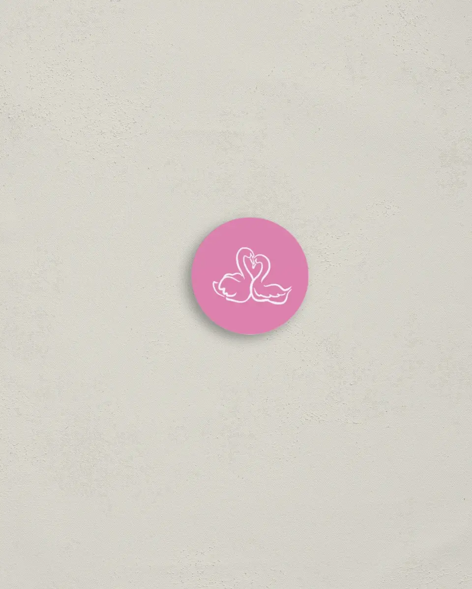 This is a 1¼" circle Envelope Seal called Swan Love printed in full color