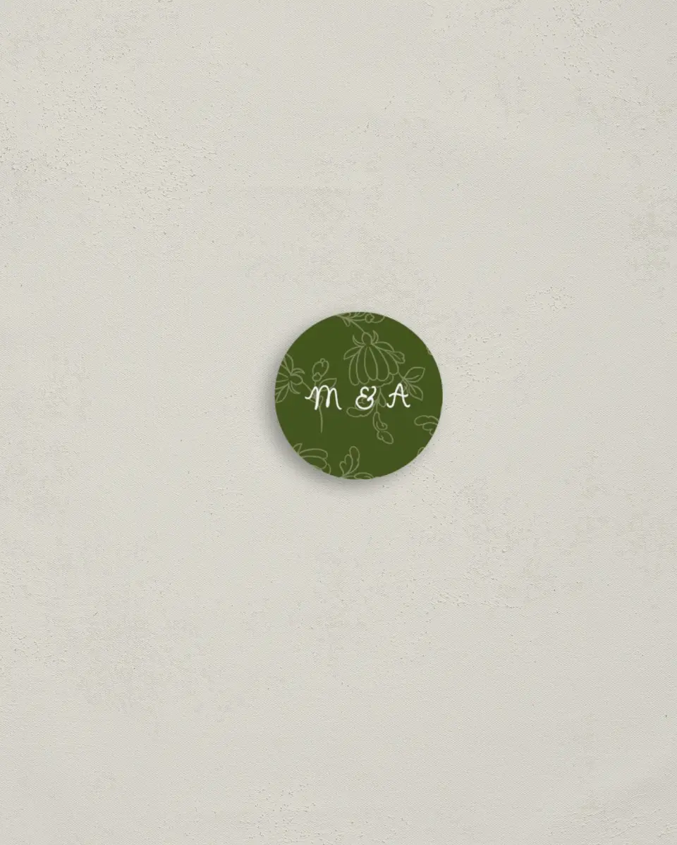 This is a 1¼" circle Envelope Seal called Evergreen Elegance printed in full color