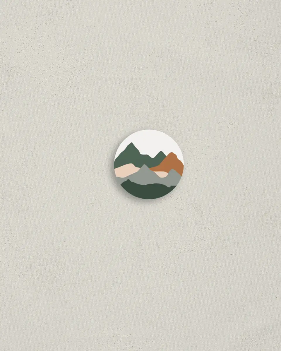 This is a 1¼" circle Envelope Seal called Elevated Adventures printed in full color