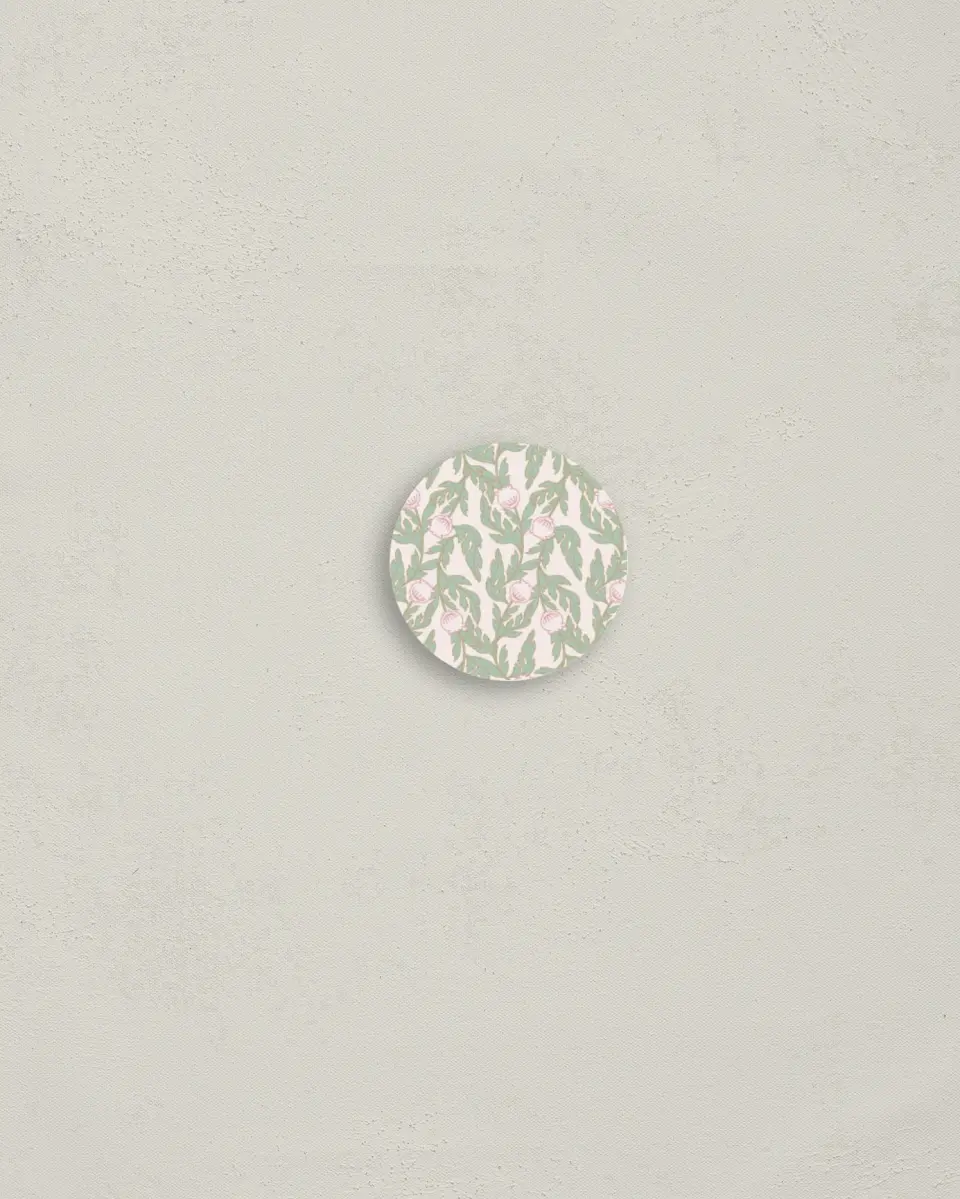 This is a 1¼" circle Envelope Seal called Secret Meadow printed in full color