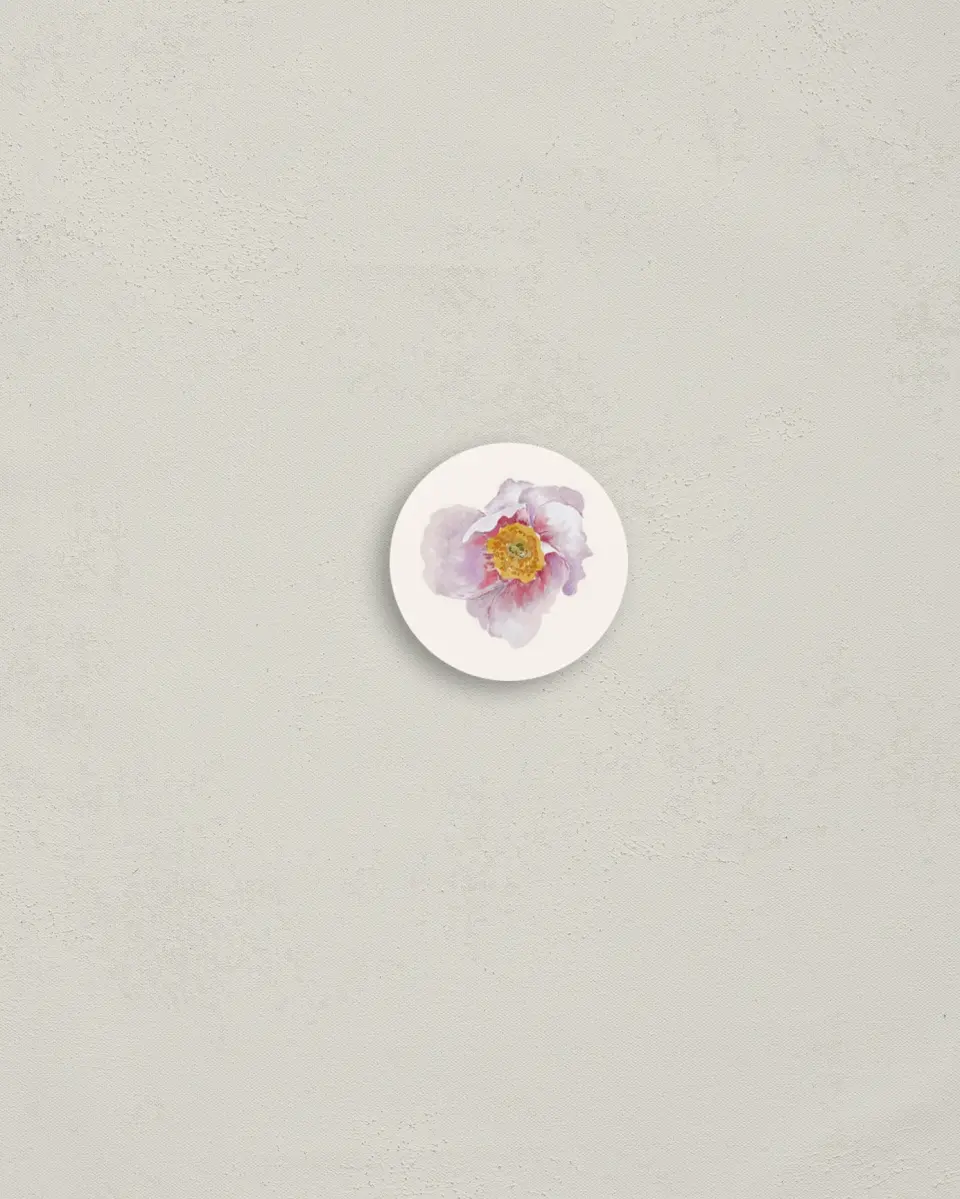 This is a 1¼" circle Envelope Seal called Colorful Blooms printed in full color