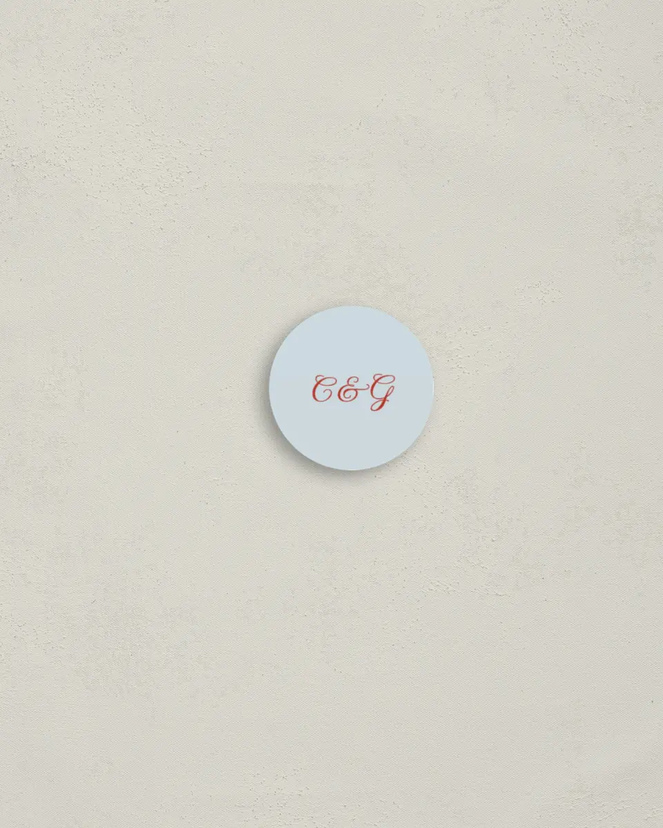 This is a 1¼" circle Envelope Seal called Mod Elegance printed in full color
