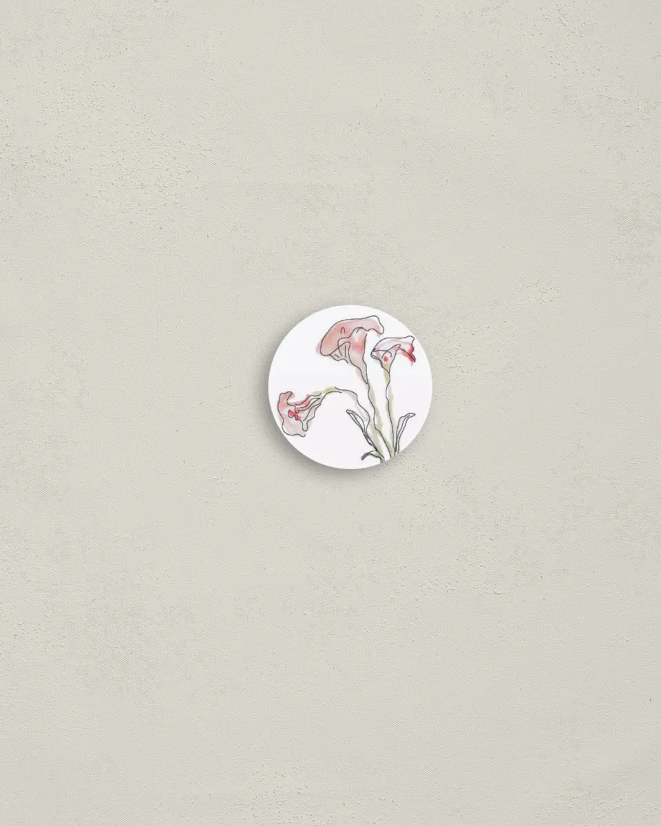This is a 1¼" circle Envelope Seal called Forever Bud printed in full color